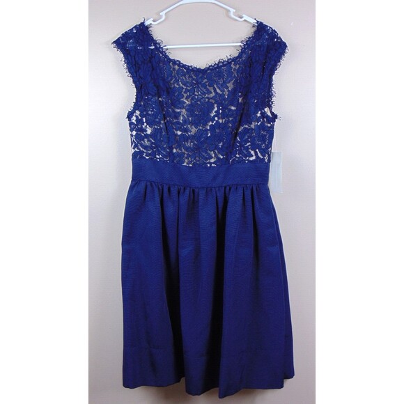 New Eliza J Dress Women's Size 8 Navy Blue Fit n Flare Evening Prom Wedding Semi - Picture 1 of 8